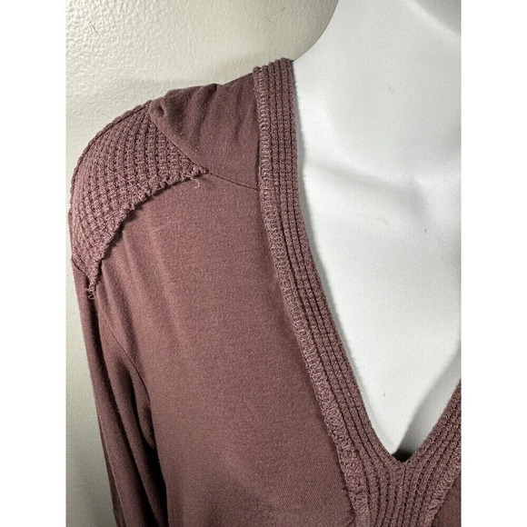 Others Follow Women’s Lavender/Pink Loose Fit Thermal Waffle T-Shirt Size S - Picture 2 of 9